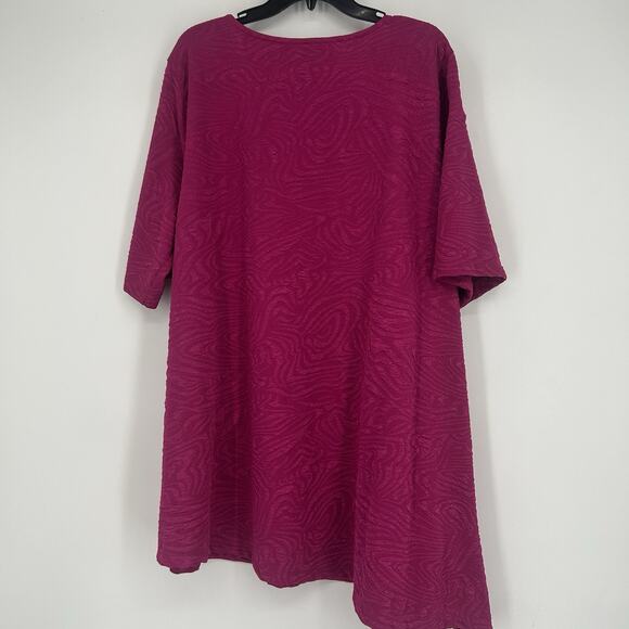 NEW Ali Miles Textured Tunic Top Pink Asymmetric Pocket Art Lagenlook Size 2X - Picture 6 of 10